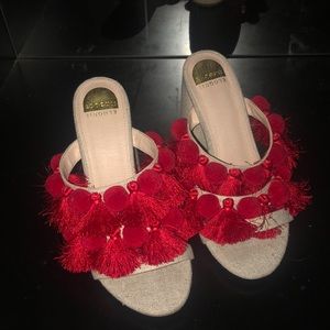 Eloquii Red Fringe Sandal